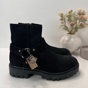 Dingo Road Trip Harness Suede Boot Black w/ Silver Embellishment Women 9.5D